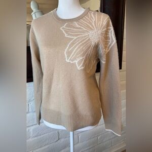 Alashan 100% cashmere women's tan crew neck sweater size medium
